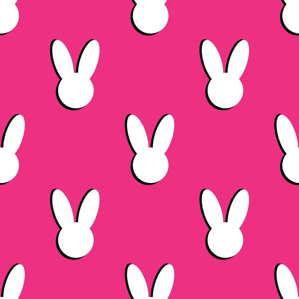 Seamless pattern with white rabbit heads vector