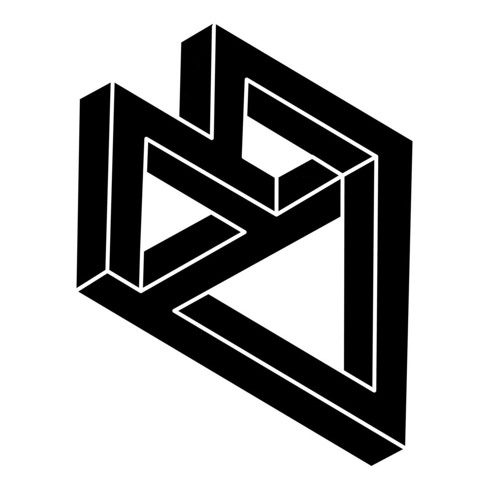 Impossible shape logo design, optical illusion object. Optical art figure. Geometry. vector