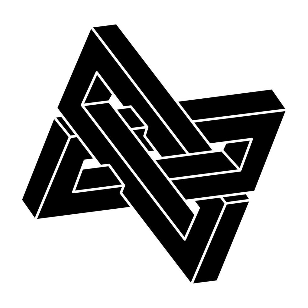 Impossible optical illusion shape. Optical art object. Impossible figure. Sacred geometry. vector