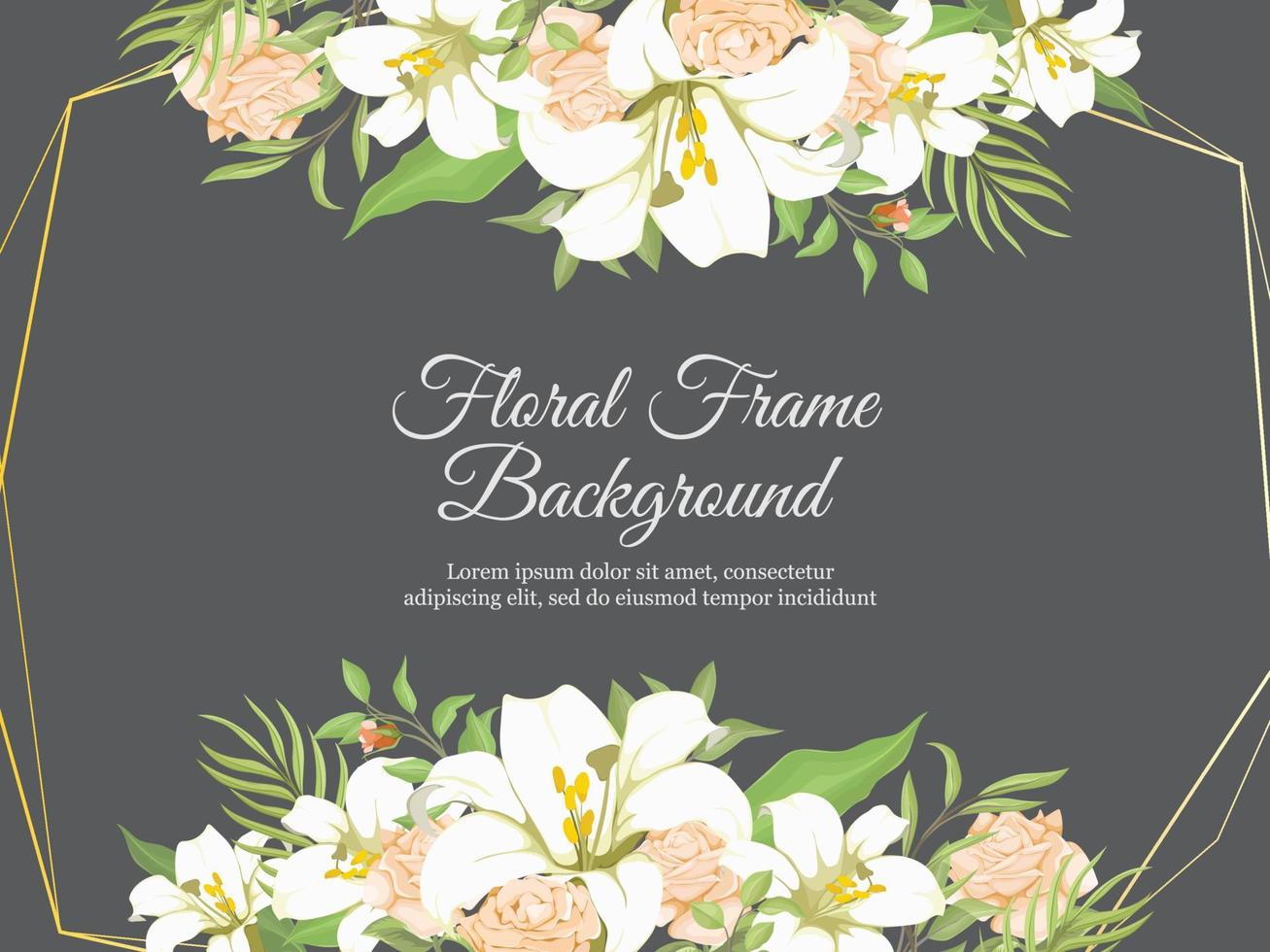 fondo de banner de boda floral con diseño de lirios y rosas vector