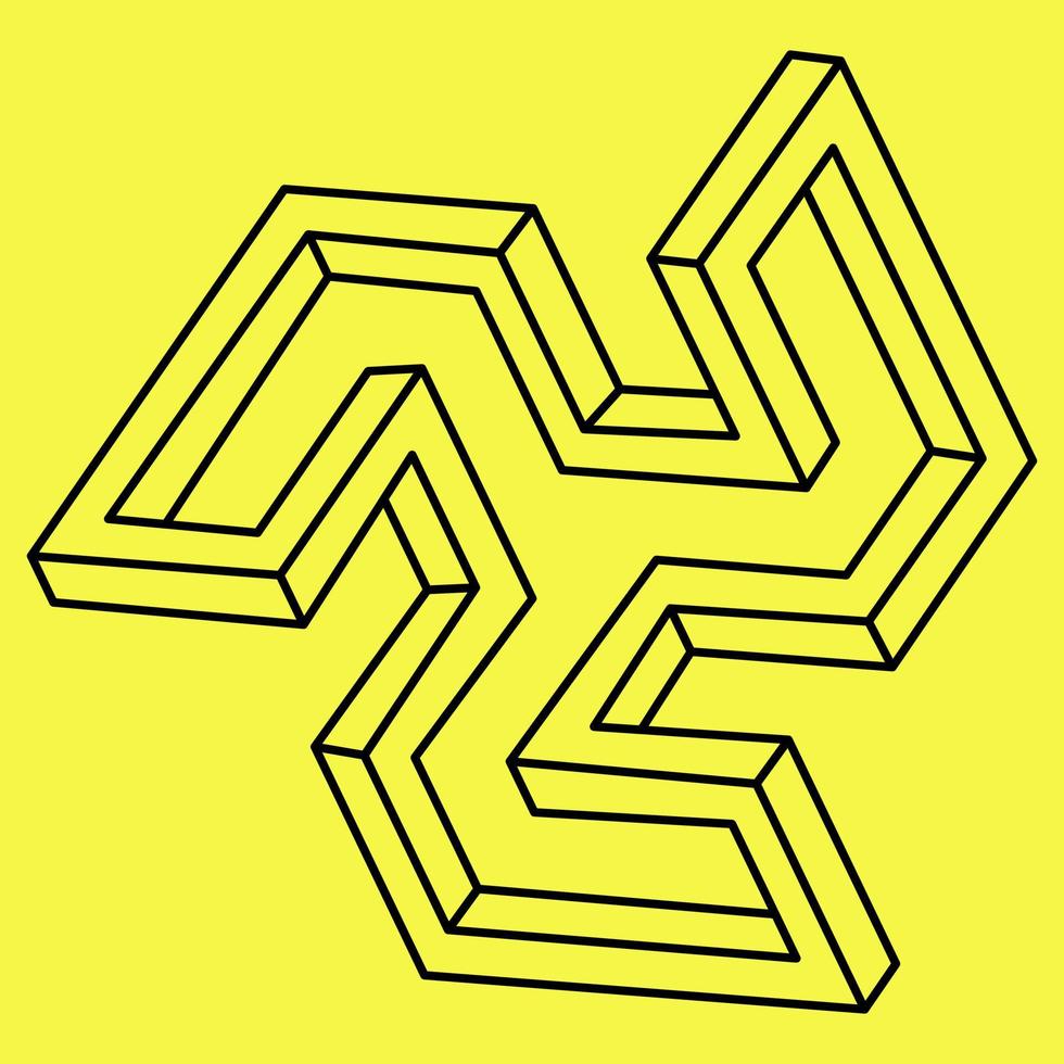 Impossible form. Vector illustration. Line design. Optical illusion. Op art.