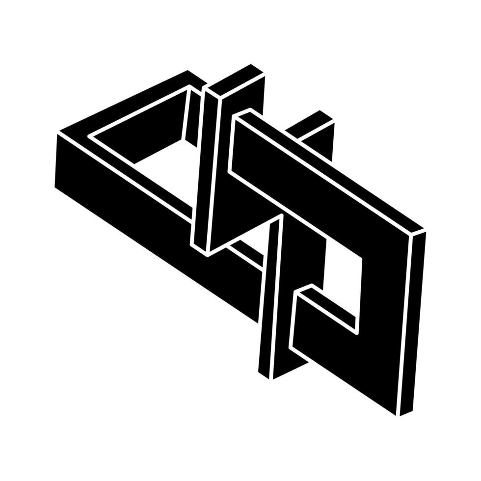 Impossible optical illusion shape. Optical art object. Impossible figure. Unreal geometry. vector