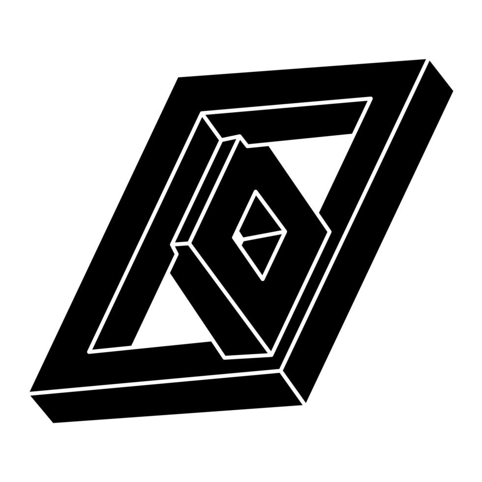 Optical illusion shape, impossible figure, optical art object. Geometry. vector