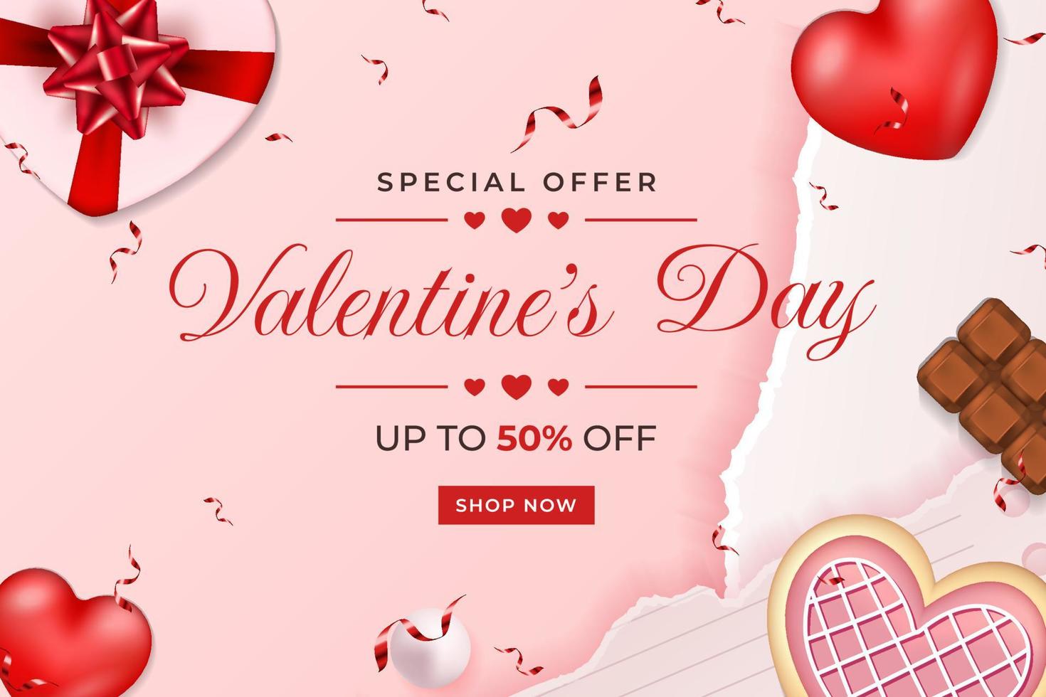 valentine day special offer promotion background template vector