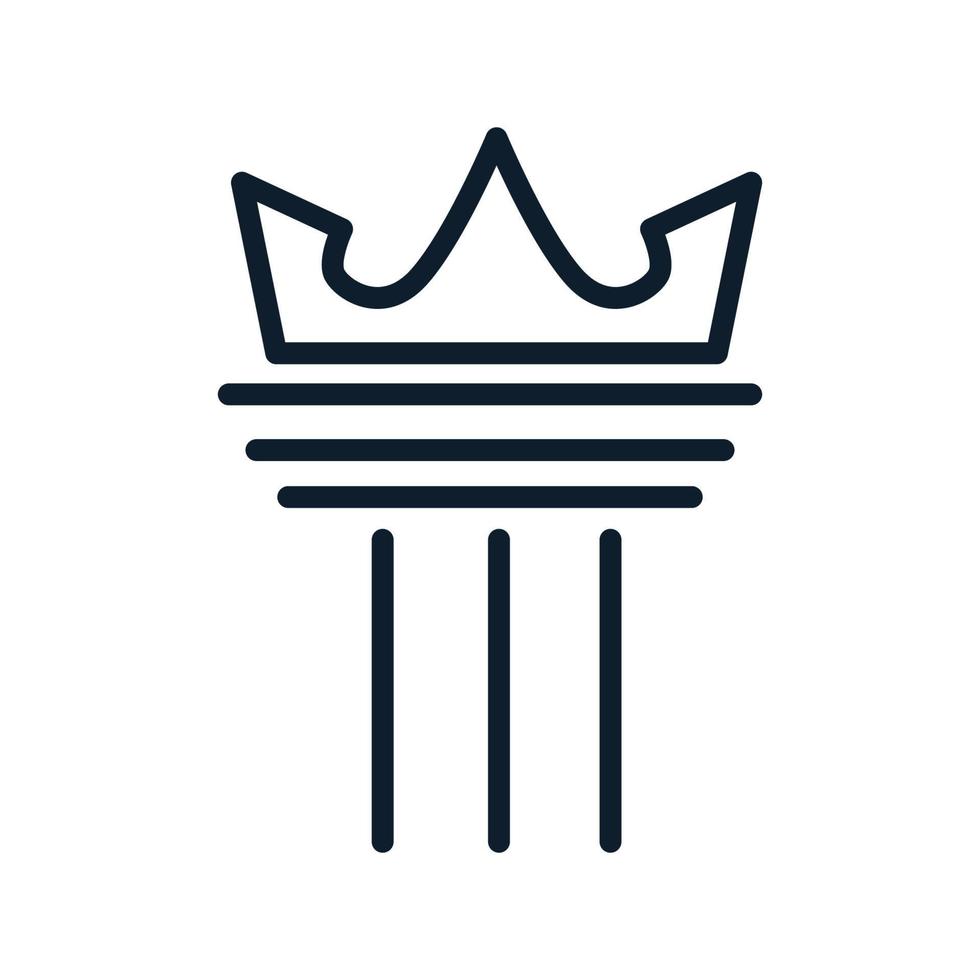 crown king with monument line outline logo vector icon illustration