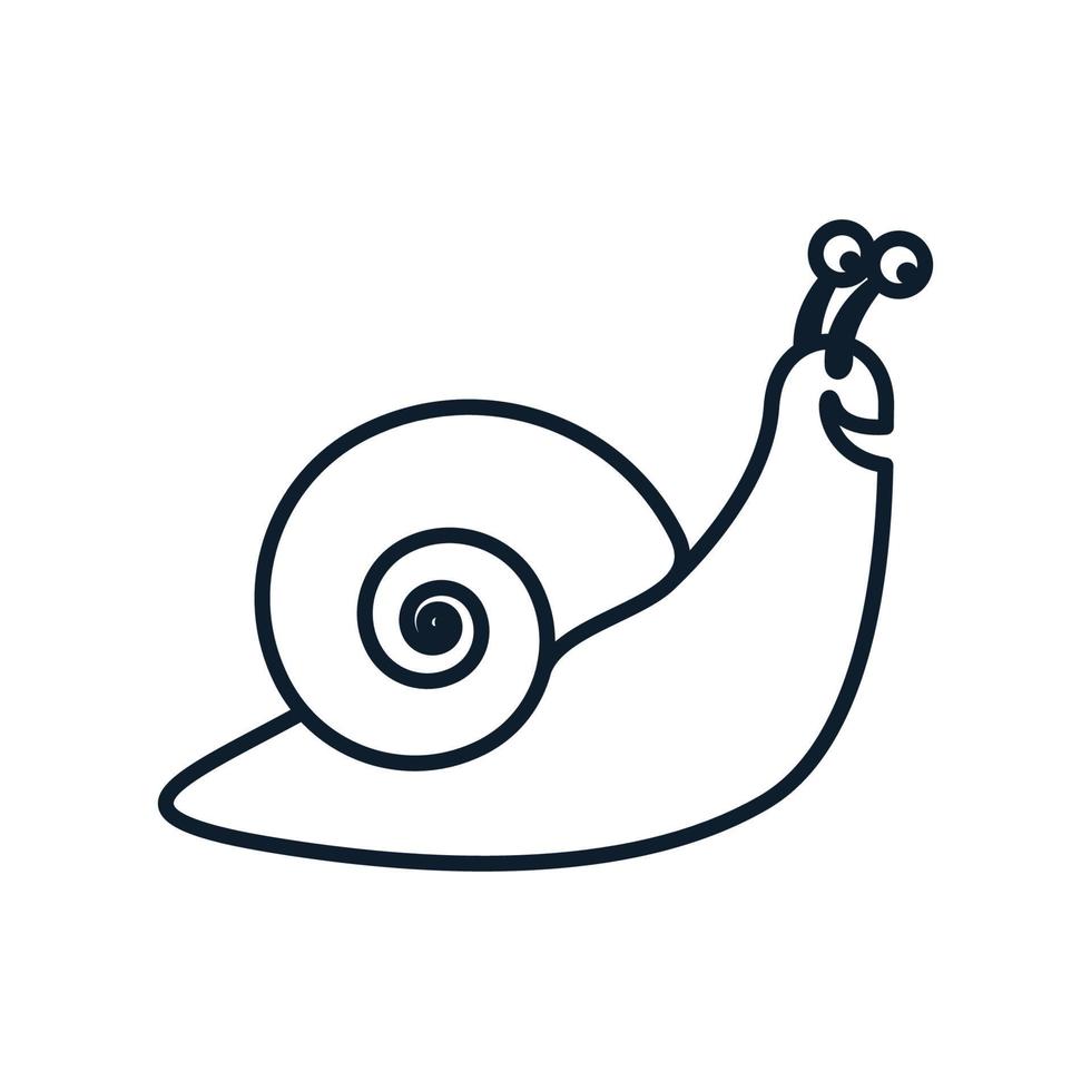 diseño de ilustración de icono de vector de logotipo minimalista de contorno de arte de línea de caracol o babosa
