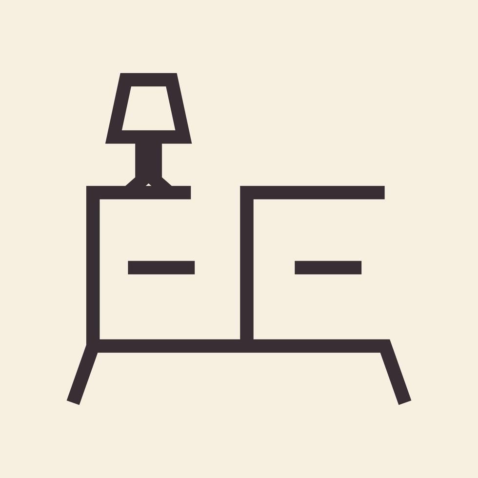 armario de mesa y lámpara línea interior logotipo símbolo icono vector diseño gráfico ilustración idea creativa