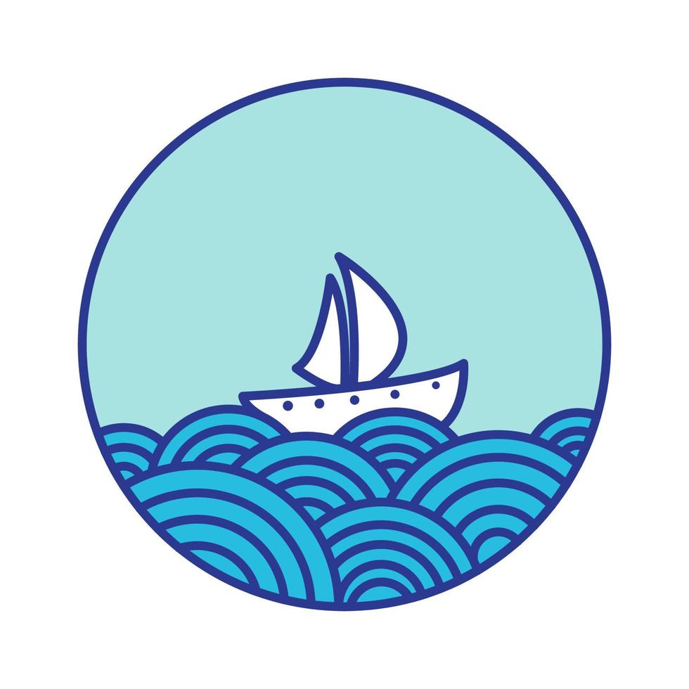 barco de papel con círculo de onda logotipo abstracto vector símbolo icono diseño gráfico ilustración