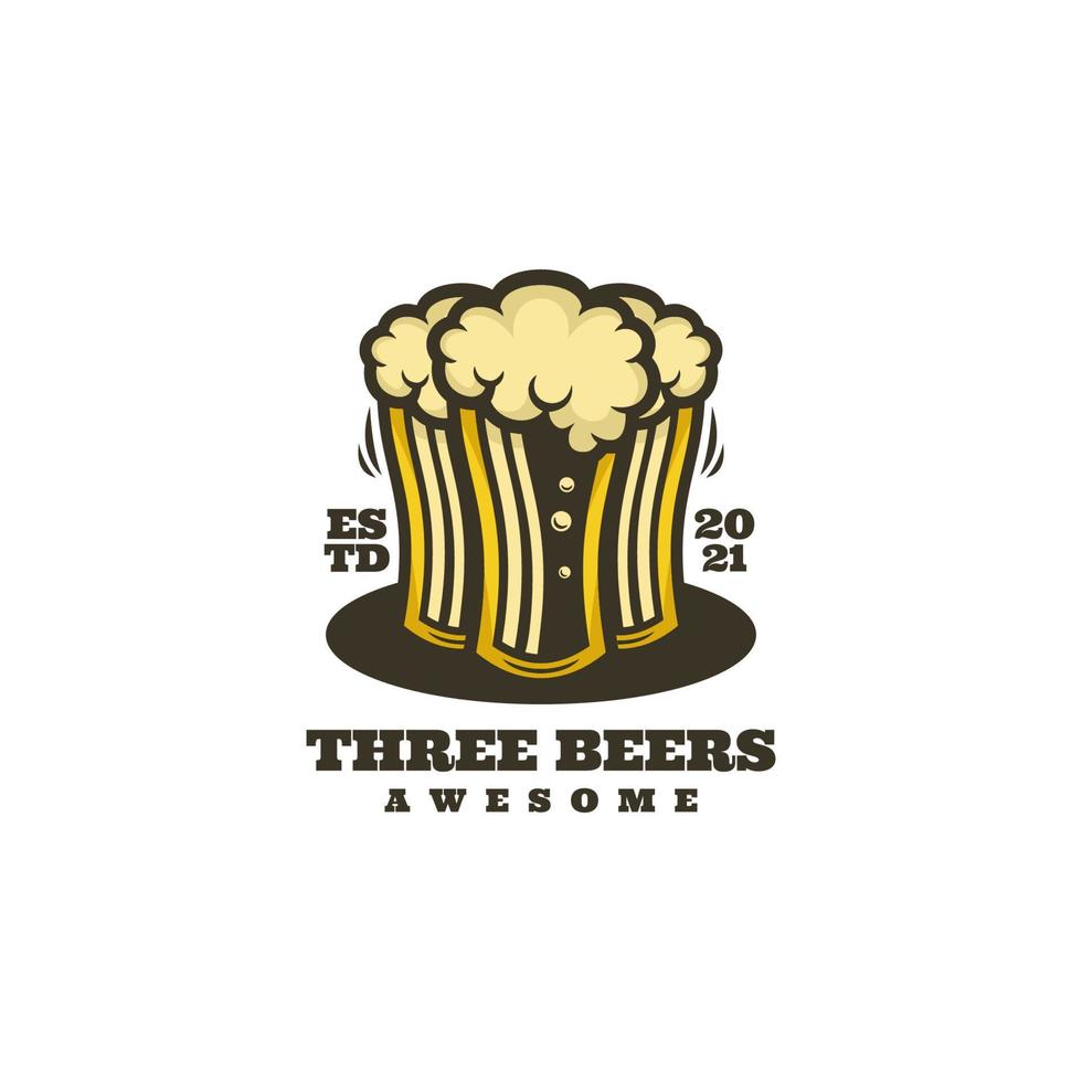 gráfico vectorial ilustrativo de tres cervezas, bueno para el diseño del logotipo vector