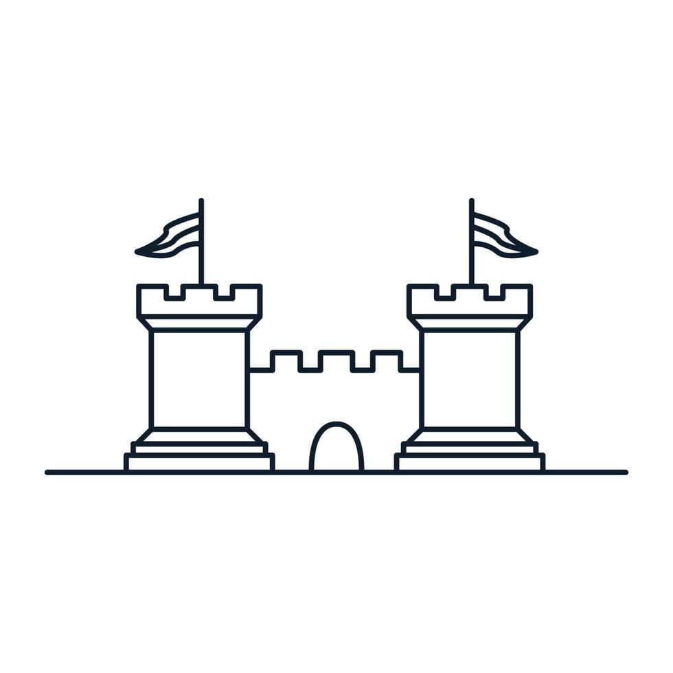 la línea minimalista describe la ilustración del icono del vector del logotipo del castillo