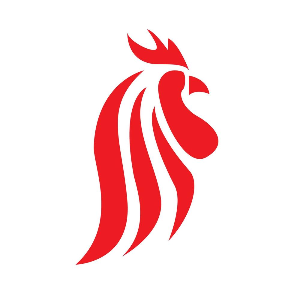 diseño moderno del logotipo de la silueta de la cabeza del gallo o del gallo o del pollo o de la gallina vector