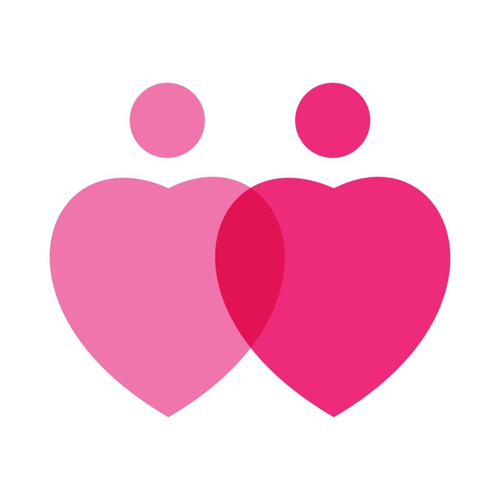 double heart or love abstract pink logo symbol icon vector graphic design illustration