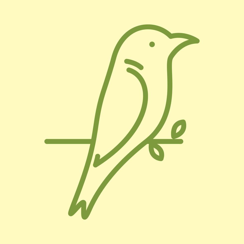 line cute little bird on twig logo design vector graphic symbol icon sign illustration creative idea