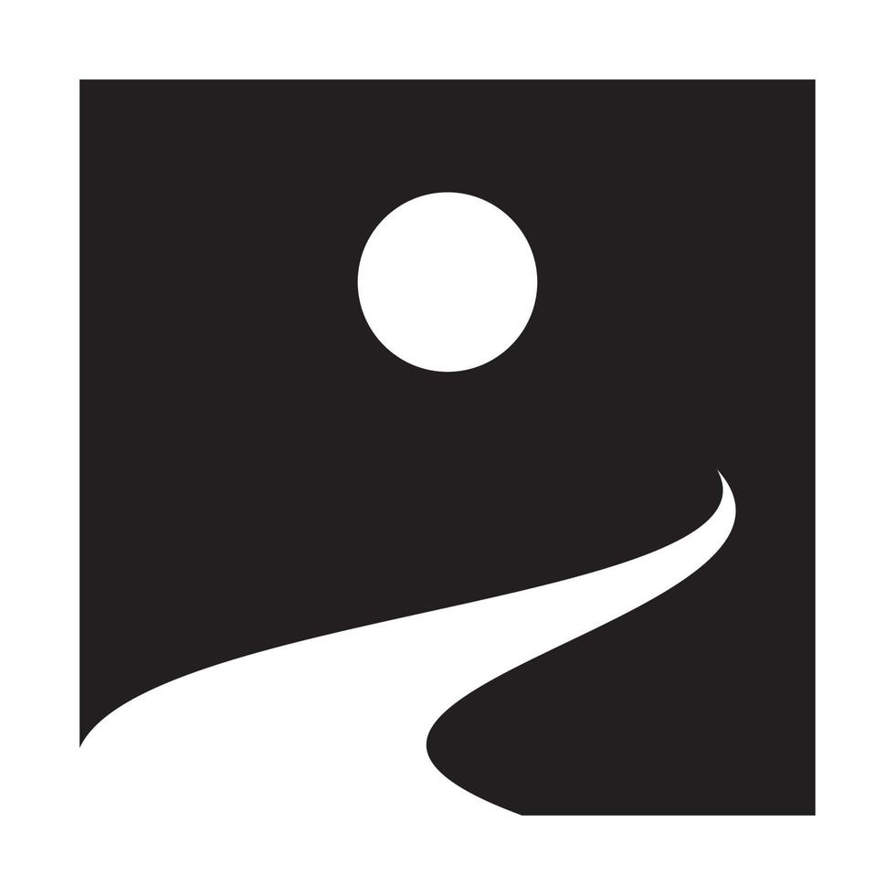 black night with way and moon logo symbol icon vector graphic design illustration