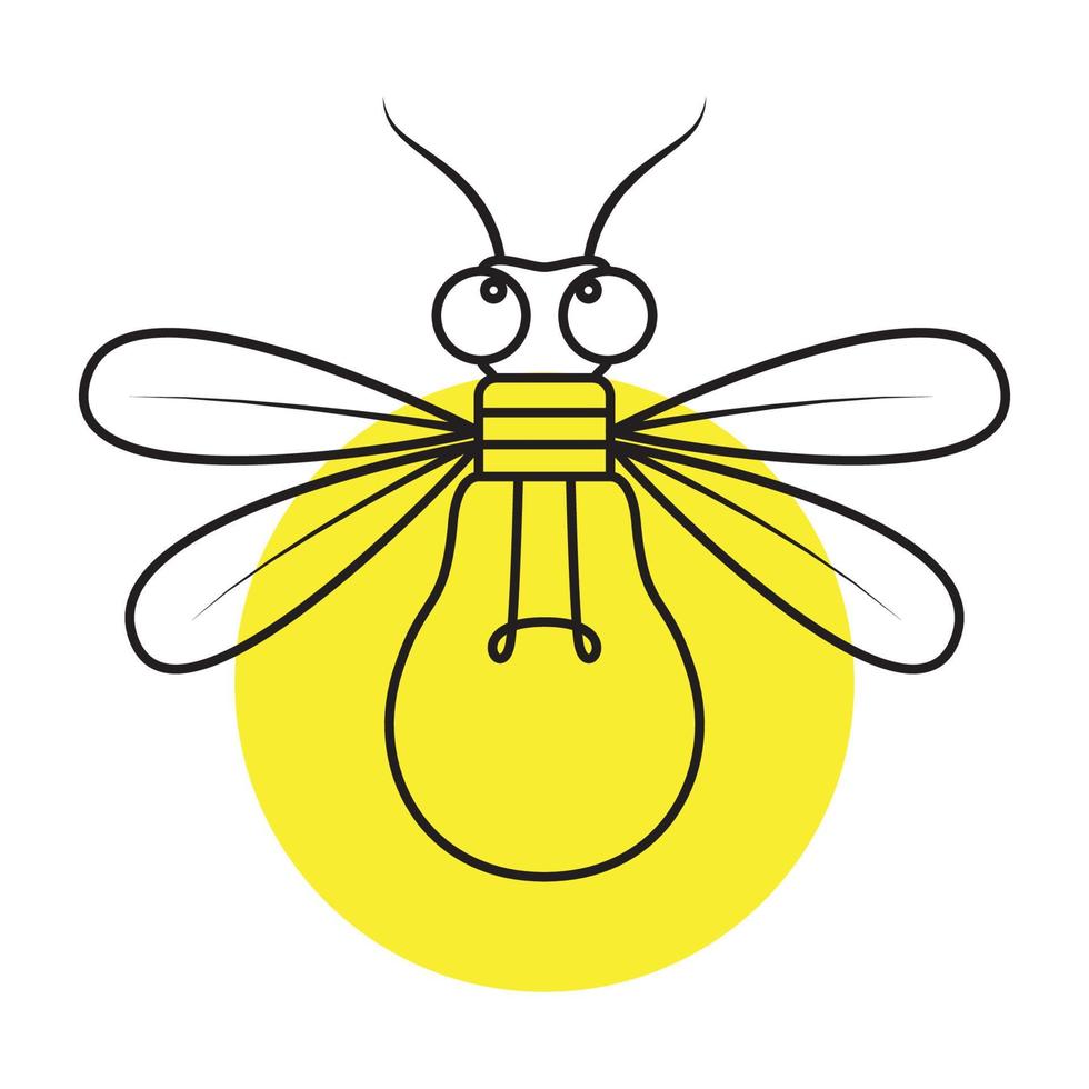 line insect fireflies with bulb lamp logo symbol vector icon illustration graphic design