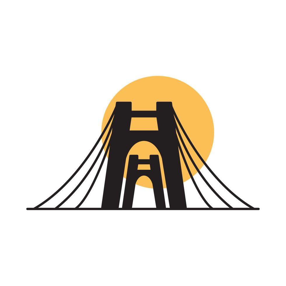 modern silhouette gate bridge logo vector icon illustration design