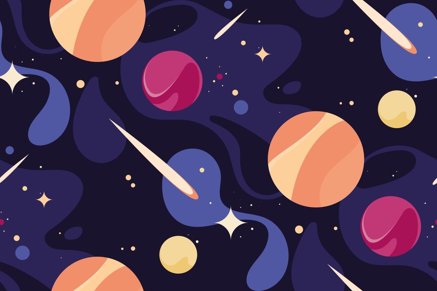 Seamless pattern with planets and comets. vector