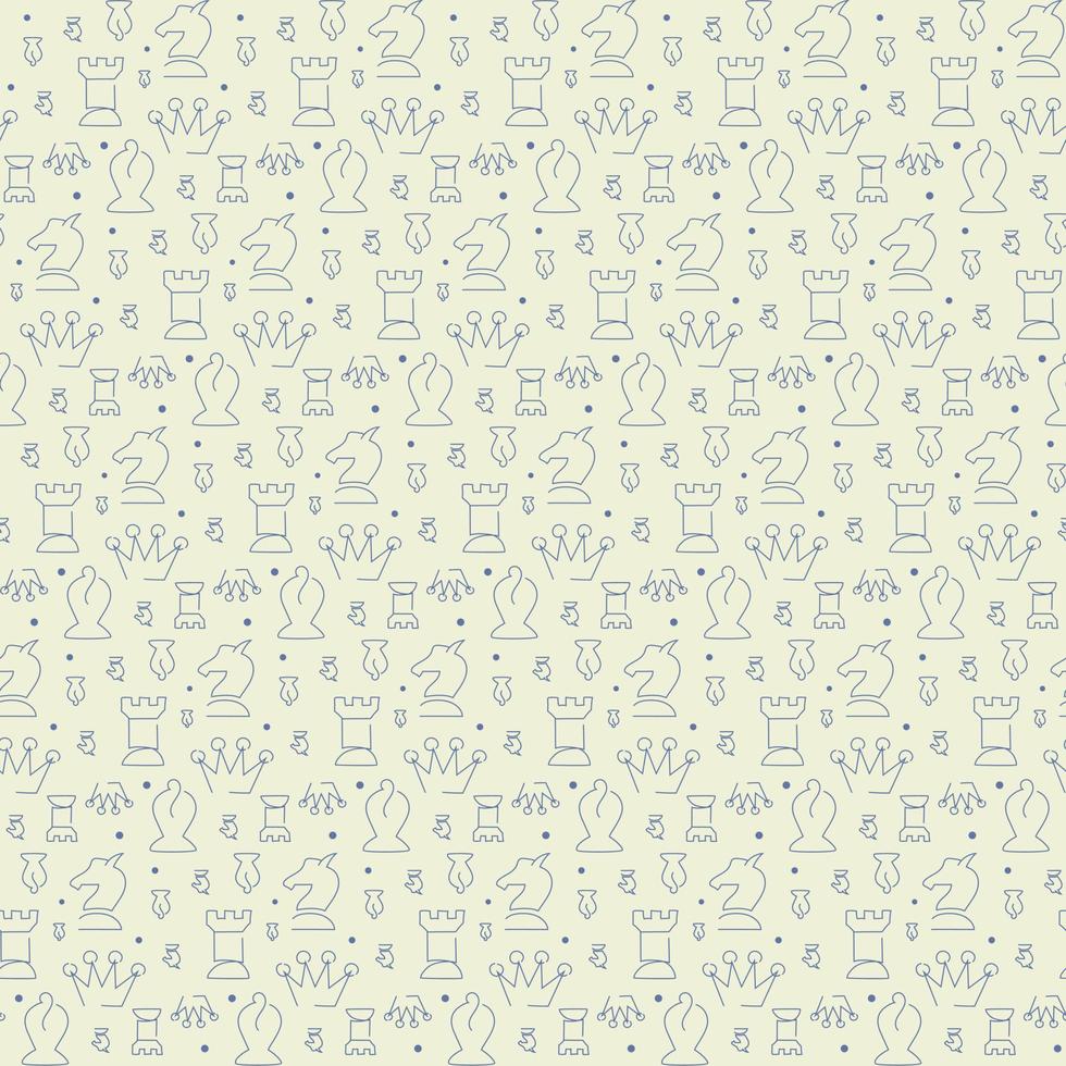 Seamless pattern with chess pieces. Texture with different elements in doodle style. vector