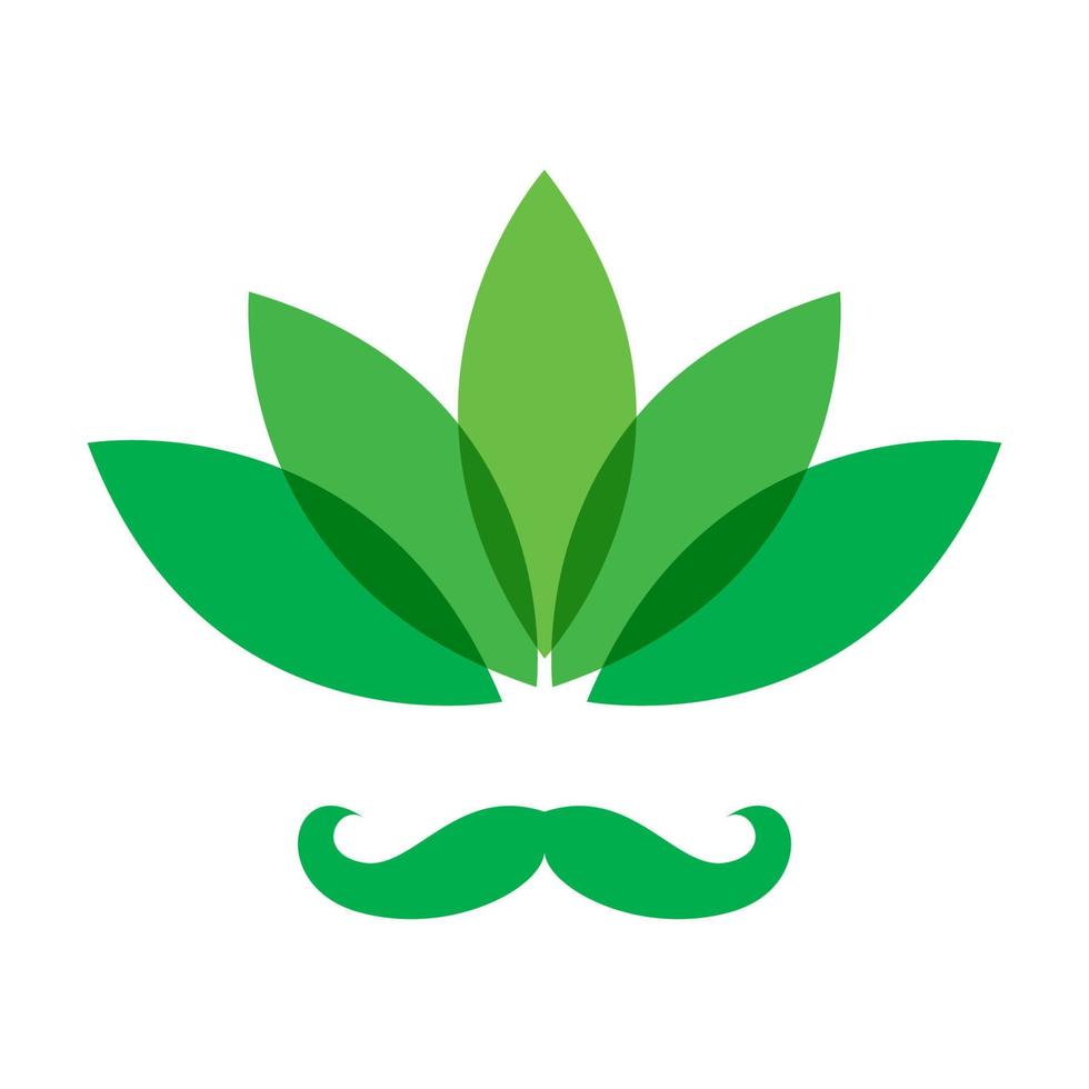 abstract green leaf with head people beard logo vector icon illustration design