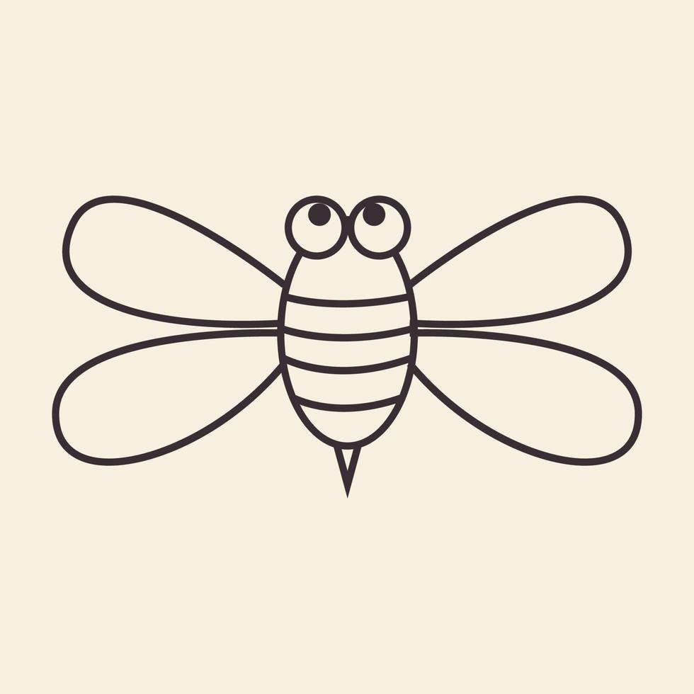 animal insect honey bee lines cute cartoon logo design vector icon symbol illustration