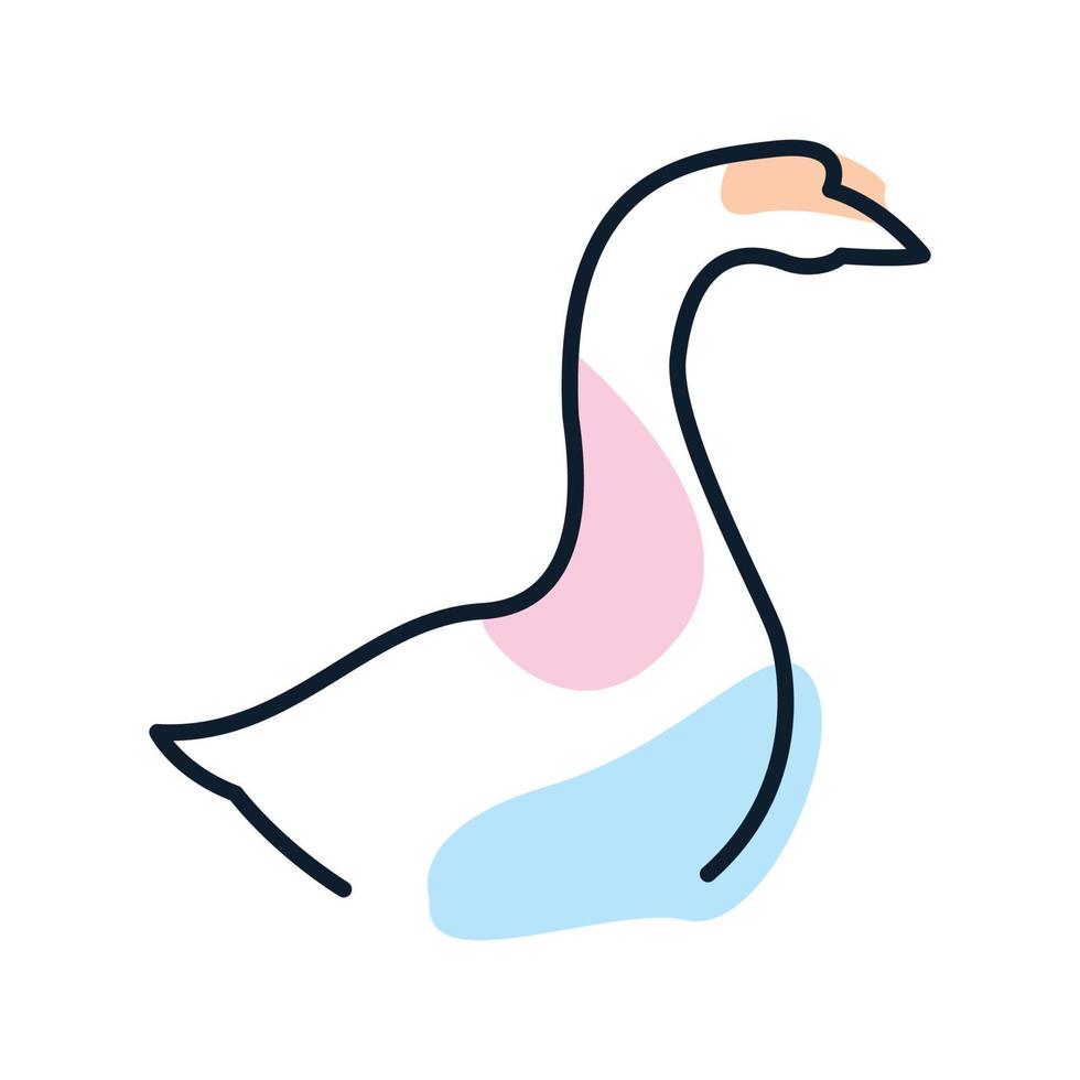 diseño de ilustración de vector de logotipo colorido abstracto de línea de cisne o ganso