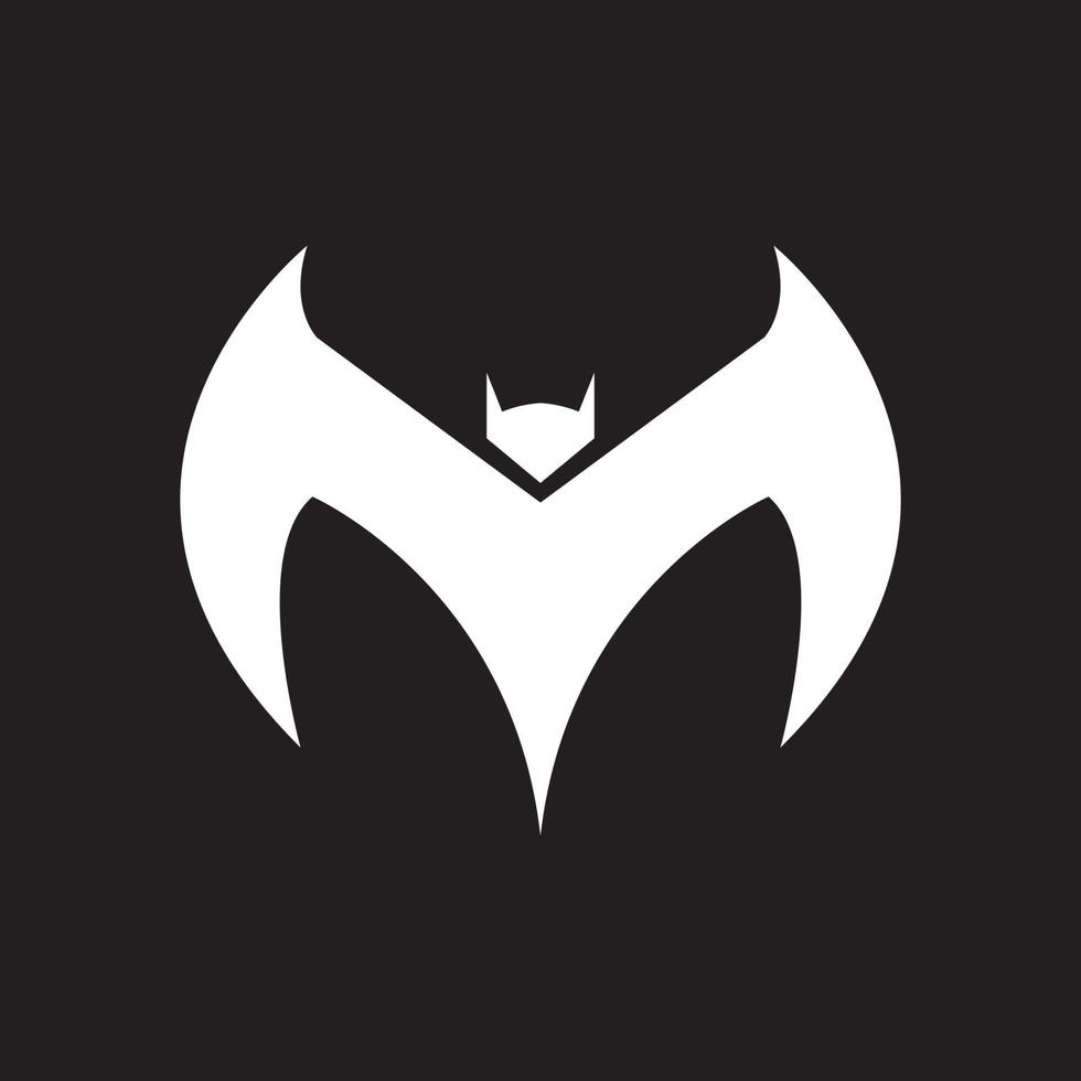 letra m con murciélagos forma logotipo moderno símbolo icono vector diseño gráfico ilustración idea creativa