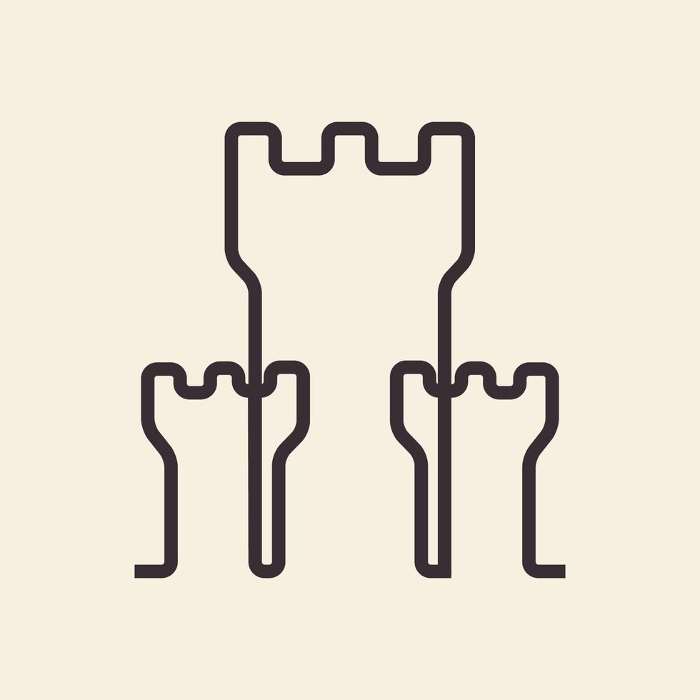 continuous lines castle logo symbol icon vector graphic design illustration idea creative