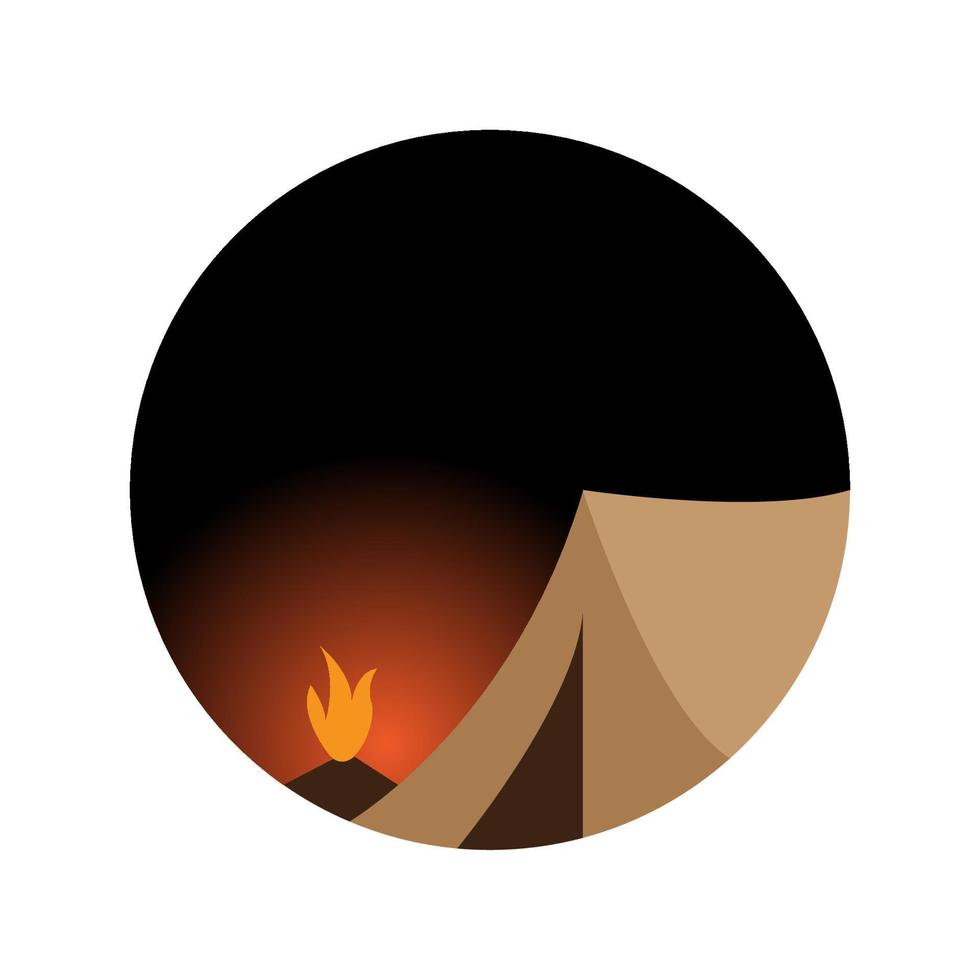 camp night with fire lines logo symbol icon vector graphic design illustration