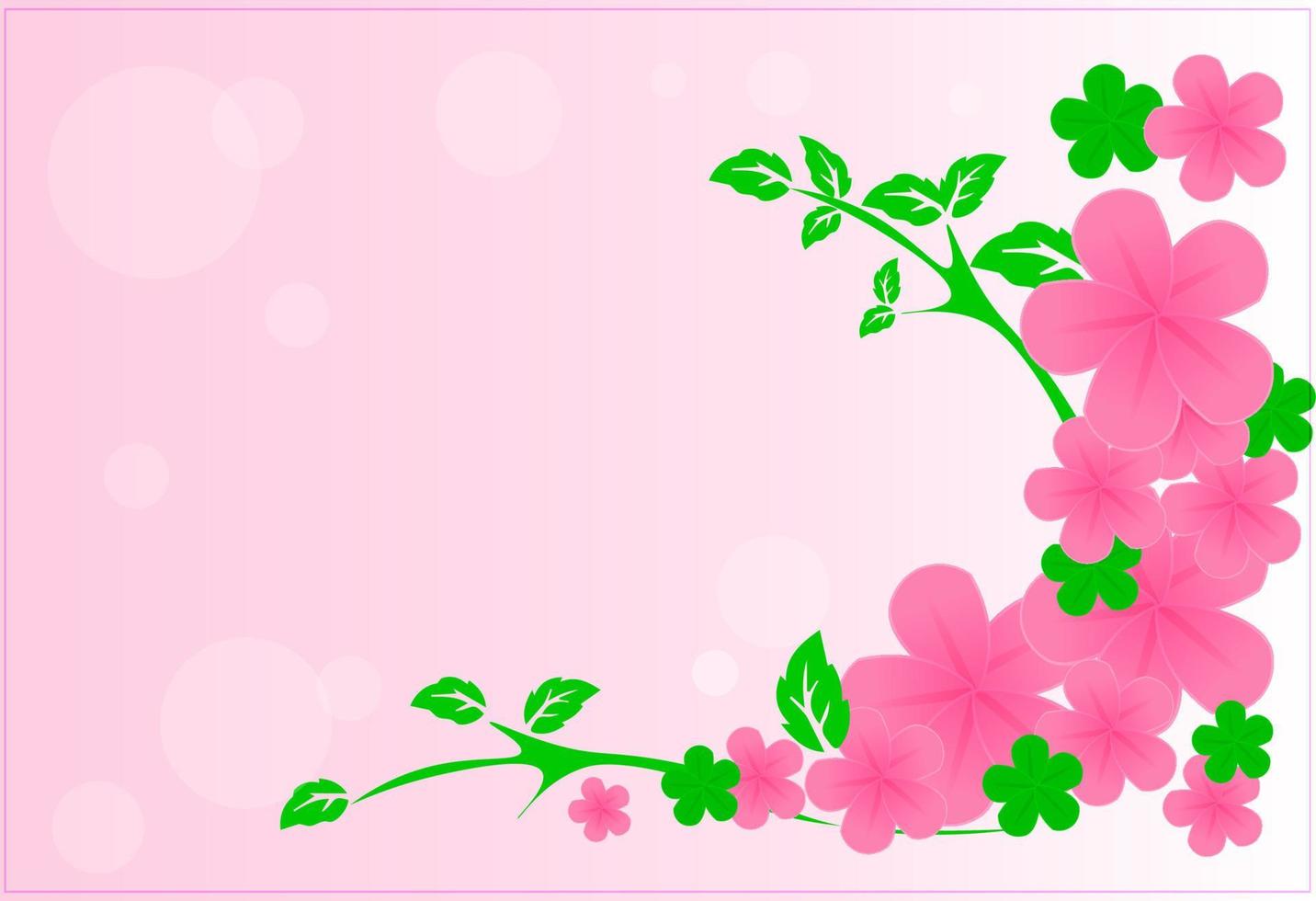 arte de marco de hojas verdes y flores rosadas sobre fondo de papel rosa vector