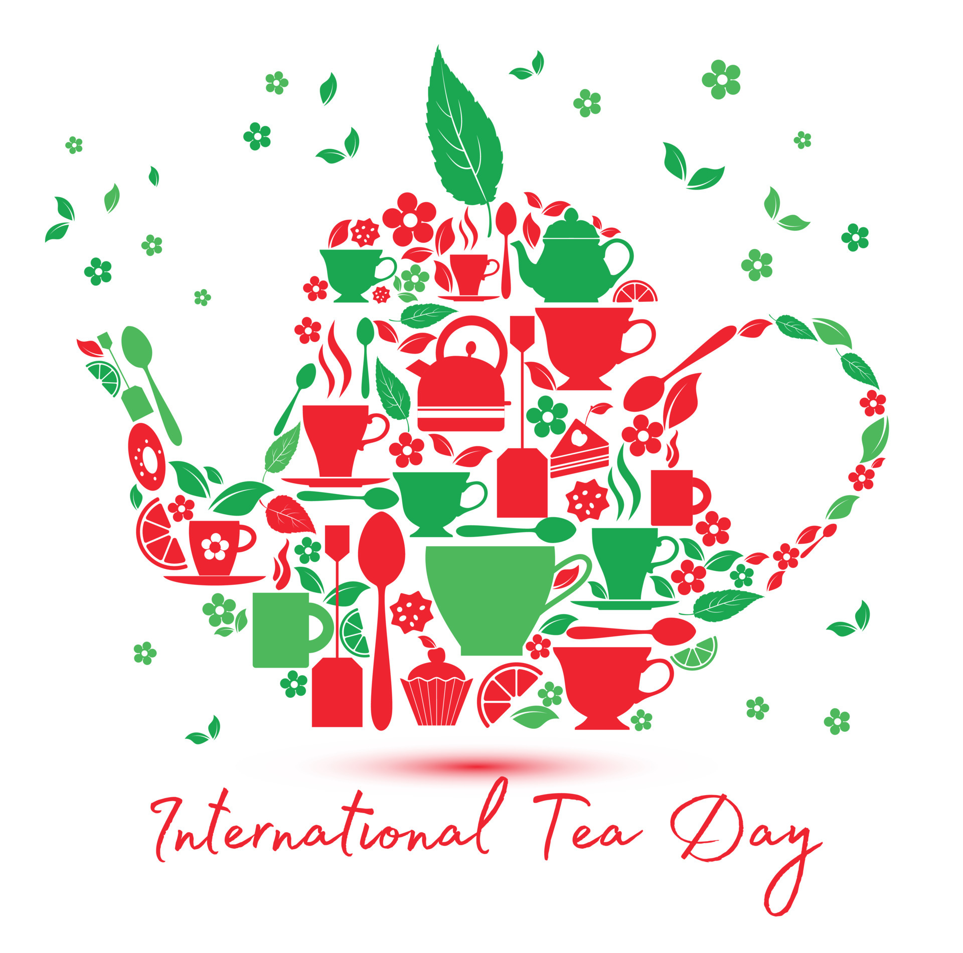 International tea day icon teapot with the icons of tea. 5547331