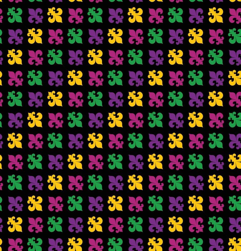 Mardi Gras Carnival seamless pattern with fleur-de-lis. Mardi Gras endless background, texture, wrapper. Vector illustration.