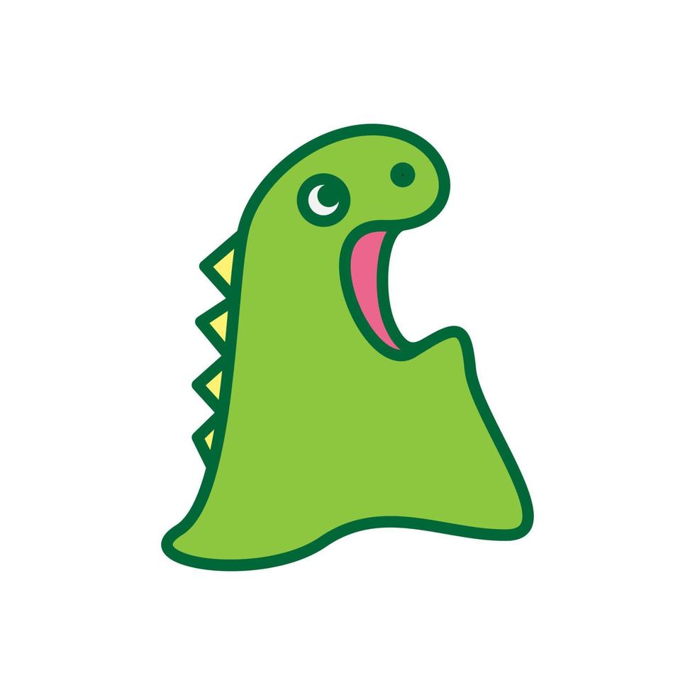 animal dibujos animados rugido lindo dinosaurio verde logotipo diseño vector icono símbolo ilustración