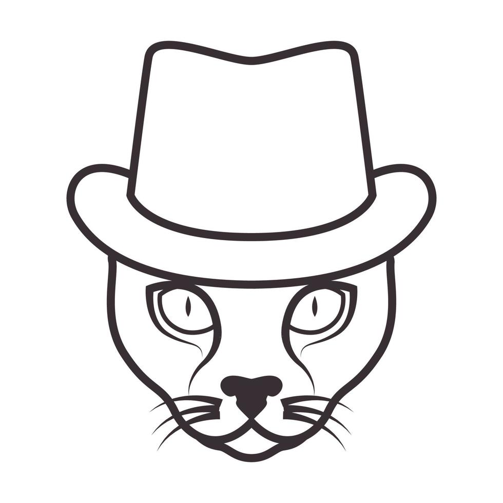 sombrero con cabeza animal bosque gato logo vector símbolo icono diseño gráfico ilustración