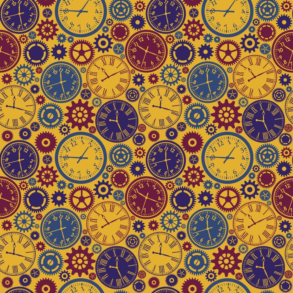 Clock s seamless pattern. Color texture of time. vector