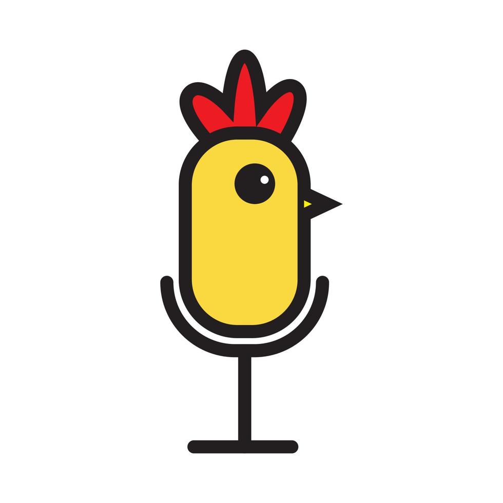 chicken with podcast logo symbol icon vector graphic design illustration idea creative