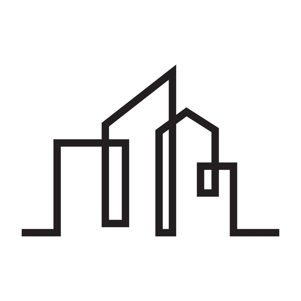 continuous lines building city logo vector icon illustration design