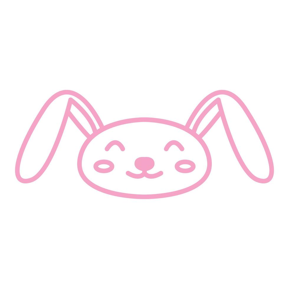 rabbit or bunny or pet head face smile line  cute cartoon logo vector  illustration