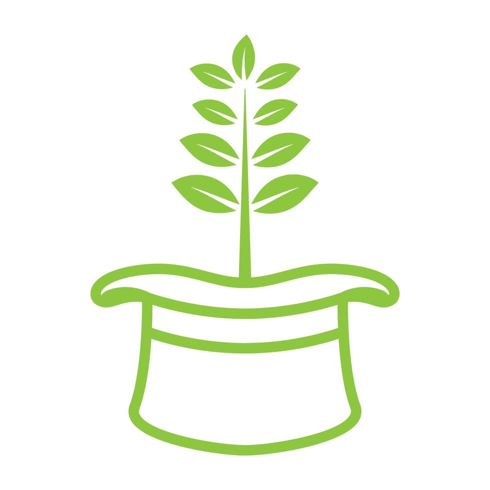 sombrero mágico con planta verde logo vector símbolo icono diseño ilustración