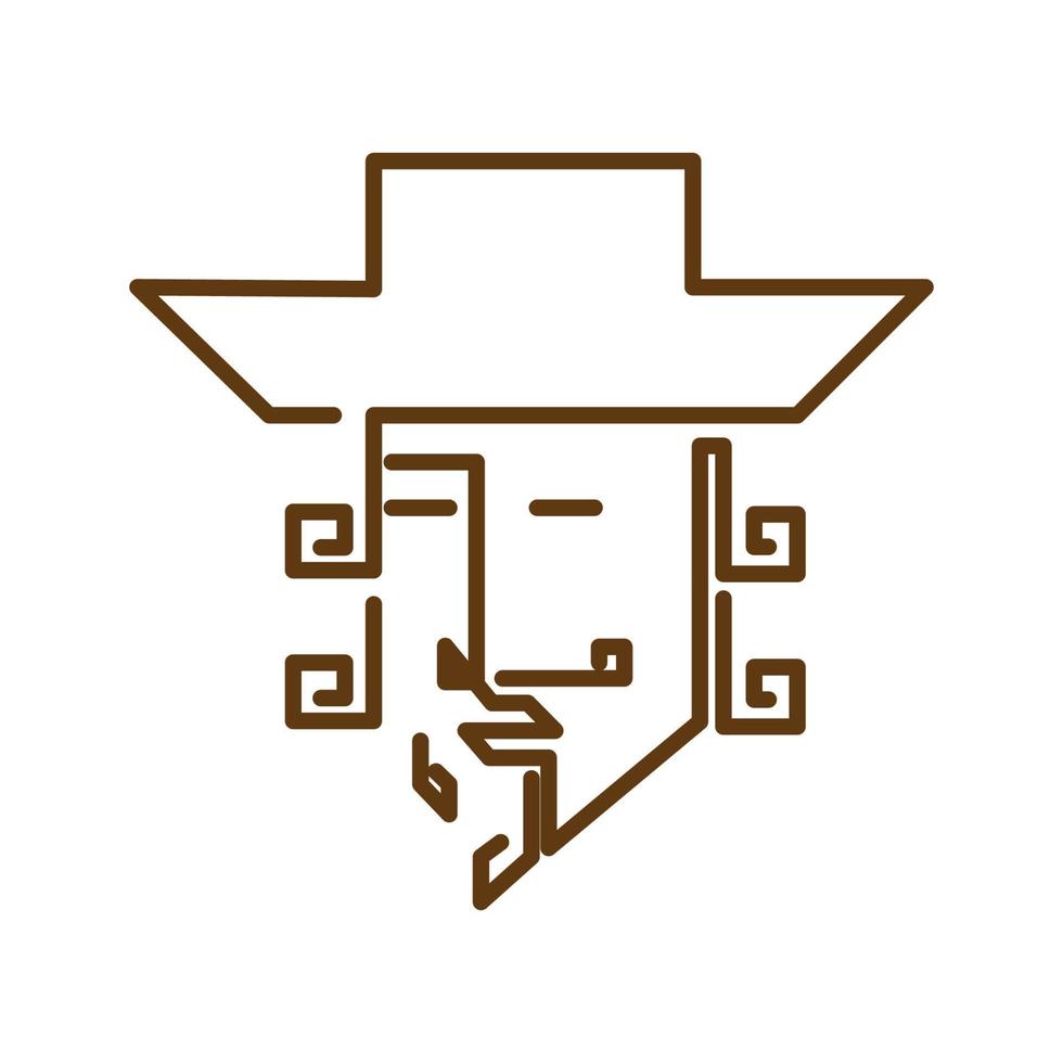 línea anciano con barba rizada diseño de logotipo vector gráfico símbolo icono signo ilustración idea creativa