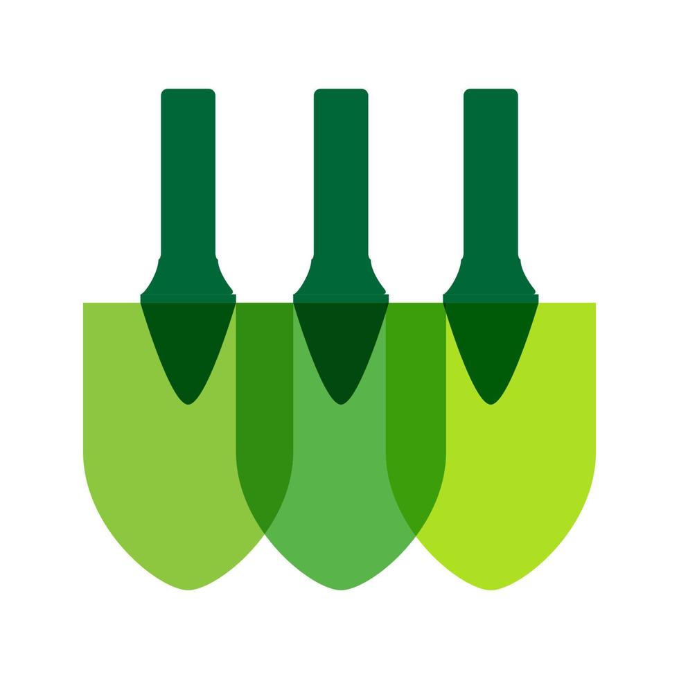 Ilustración de símbolo de icono de vector de diseño de logotipo de pala de agricultura verde abstracto