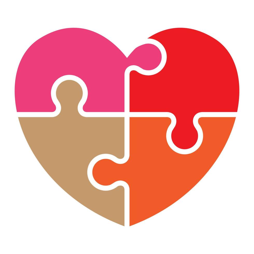 colorful love puzzle logo symbol vector icon illustration graphic