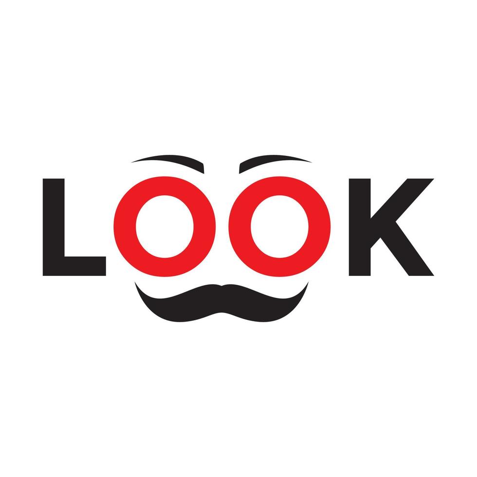 Mirada de letra con diseño de ilustración de icono de vector de logotipo de bigote