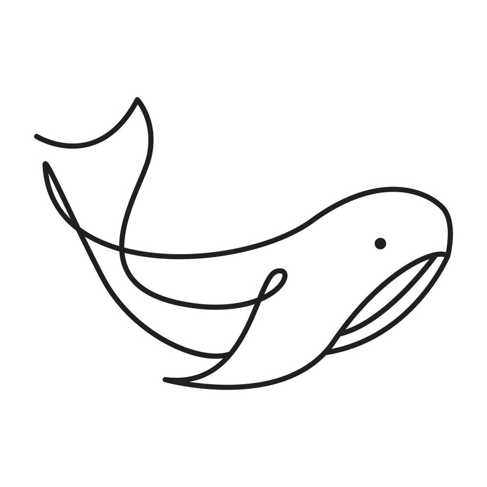 single lines art orca whale logo symbol icon vector graphic design illustration