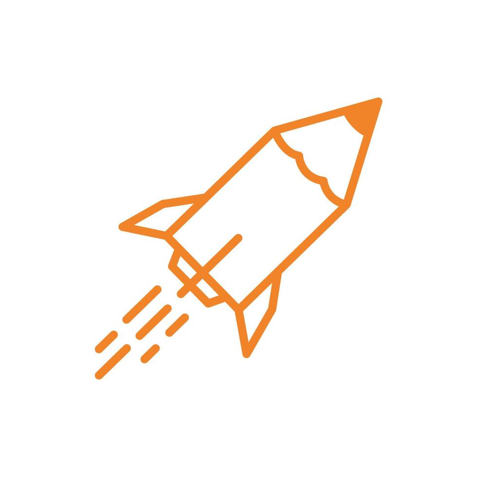 líneas de lápiz con cohete inicio símbolo de logotipo vector icono diseño gráfico ilustración