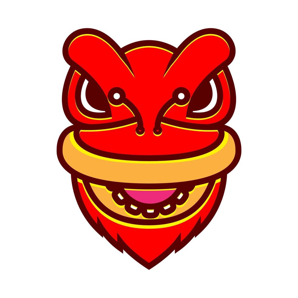 cute abstract red lion dance logo vector symbol icon design illustration