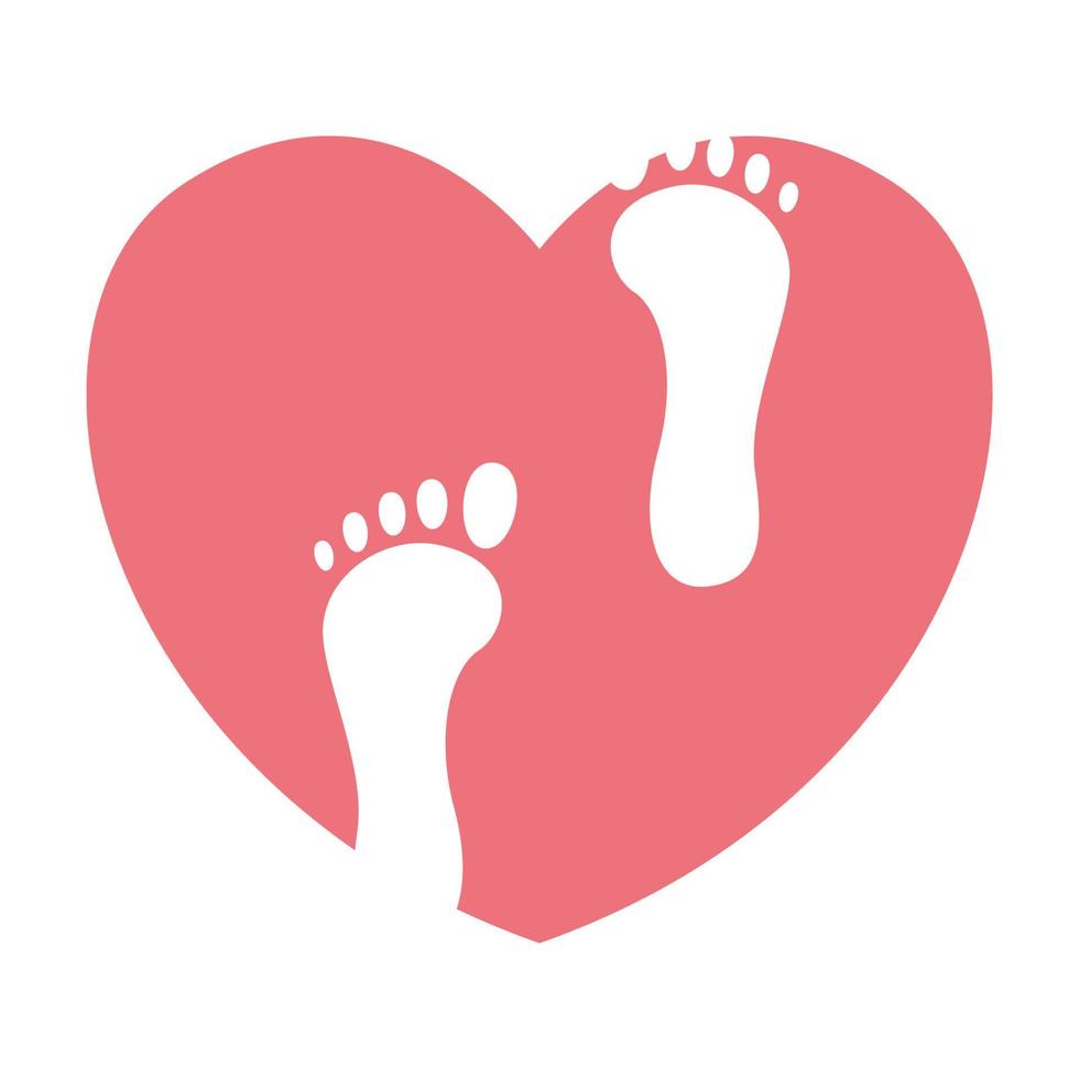 human footprint with love shape logo symbol vector icon illustration design