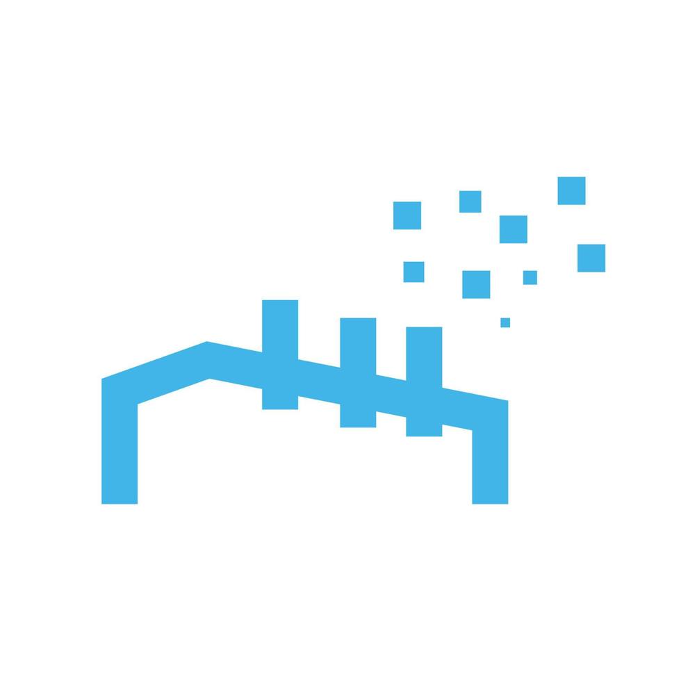 factory industry building line data technology logo vector icon design