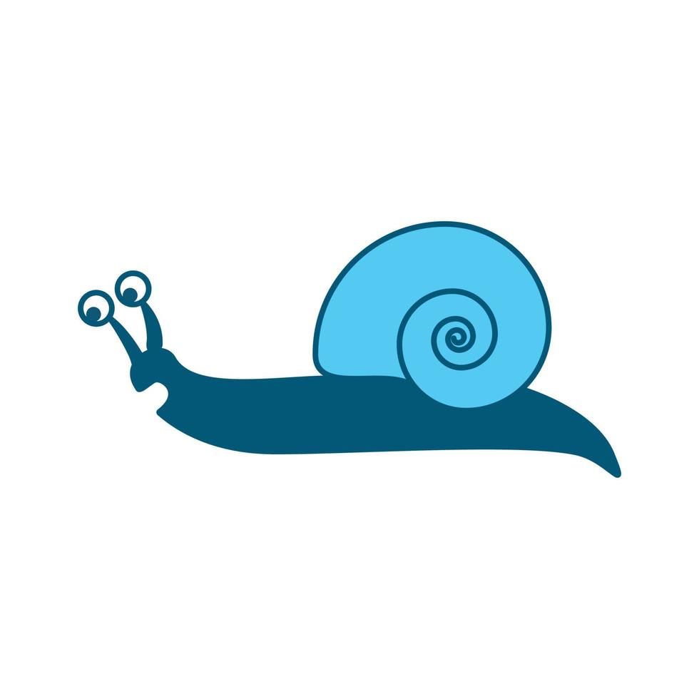 diseño de ilustración de icono de vector de logotipo azul de contorno de arte de línea de caracol o babosa