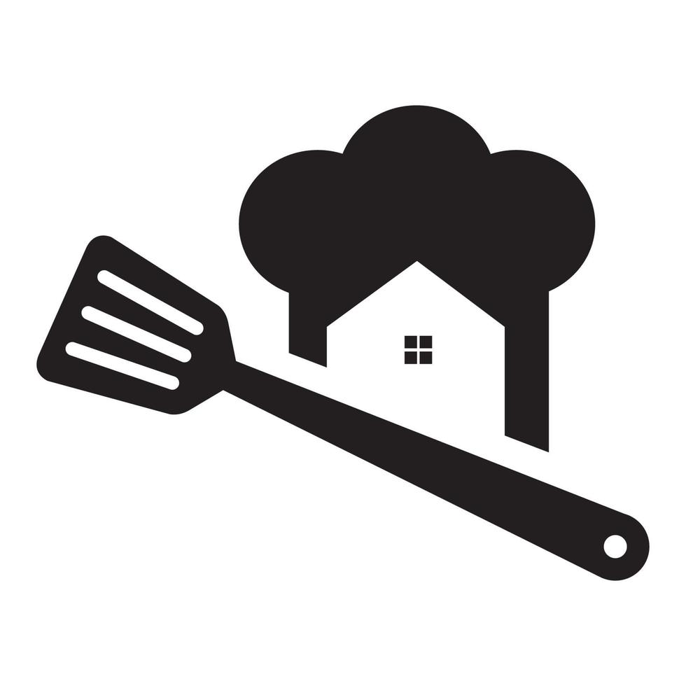 spatula with home chef logo symbol vector icon illustration graphic design