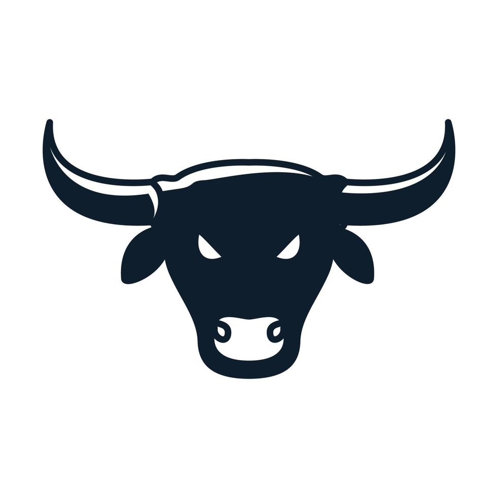head cow or cattle or dairy cows angry silhouette  logo vector icon illustration